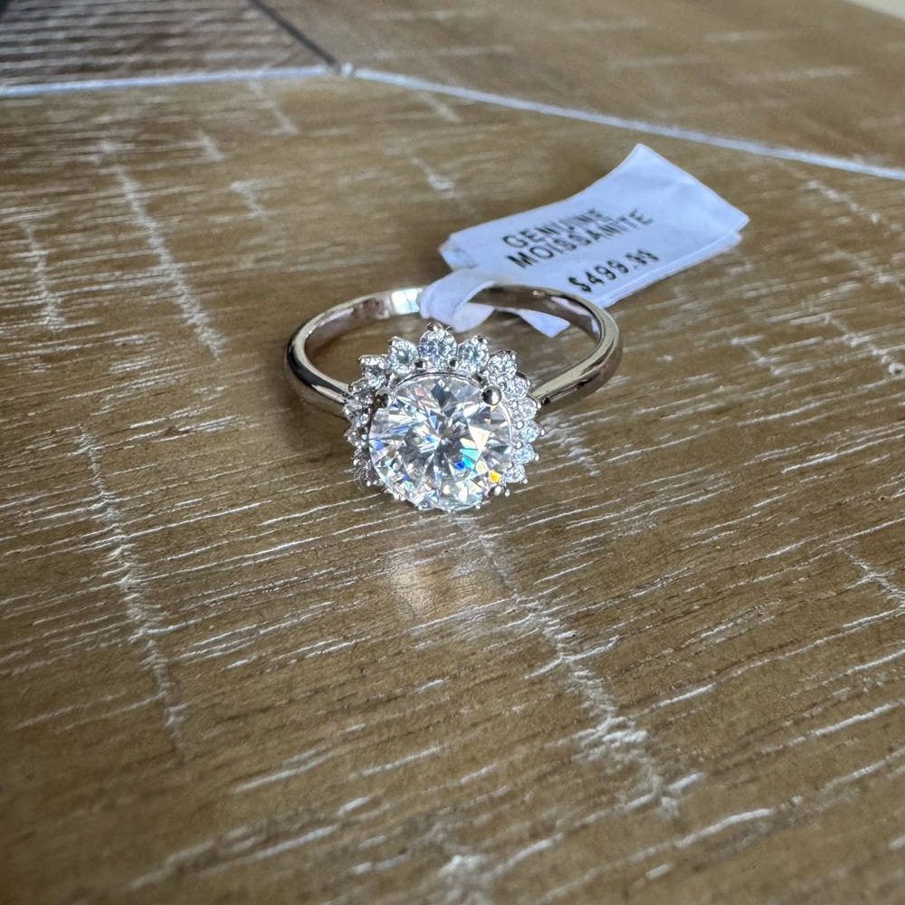 Silver Moissanite Engagement Ring Size 9
